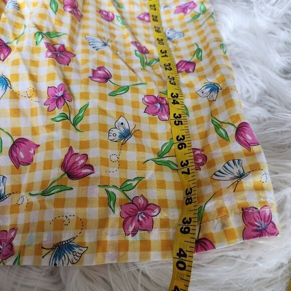Moon Dance Housecoat‎ MuuMuu Dress Women's 2X XXL Floral Gingham Yellow Plaid - Picture 8 of 11